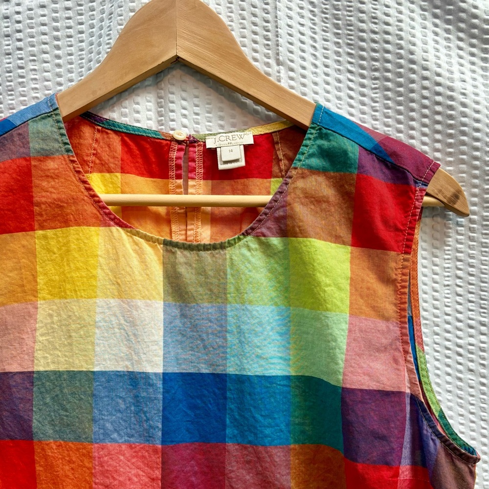 J. Crew Rainbow Plaid Sleeveless Top